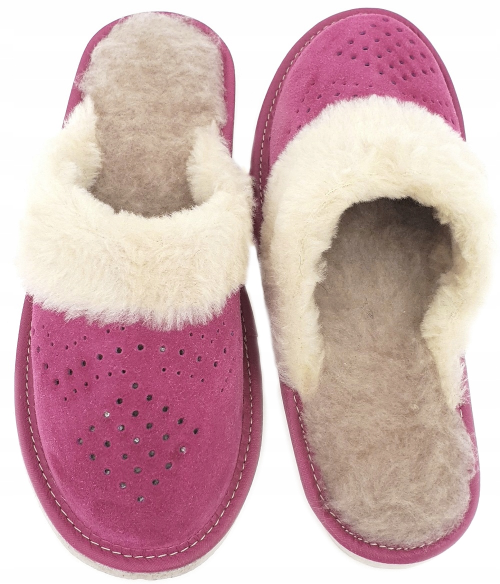 Pantofle Skórzane Damskie Ocieplane Domowe *39* Model PPD 025