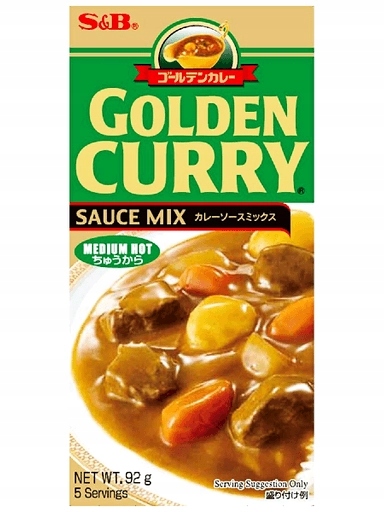Levně 4x Golden Curry Medium Hot (středně ostré) 92 g – S&b – pokrm za 30 minut