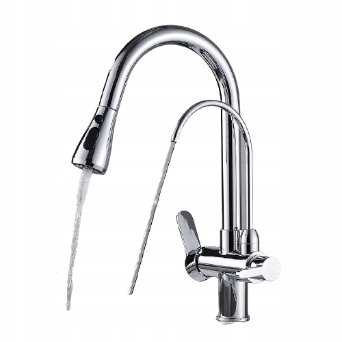 Kuchyňská baterie třícestná Chrom pro filtr Vytahovací Sprcha Ww