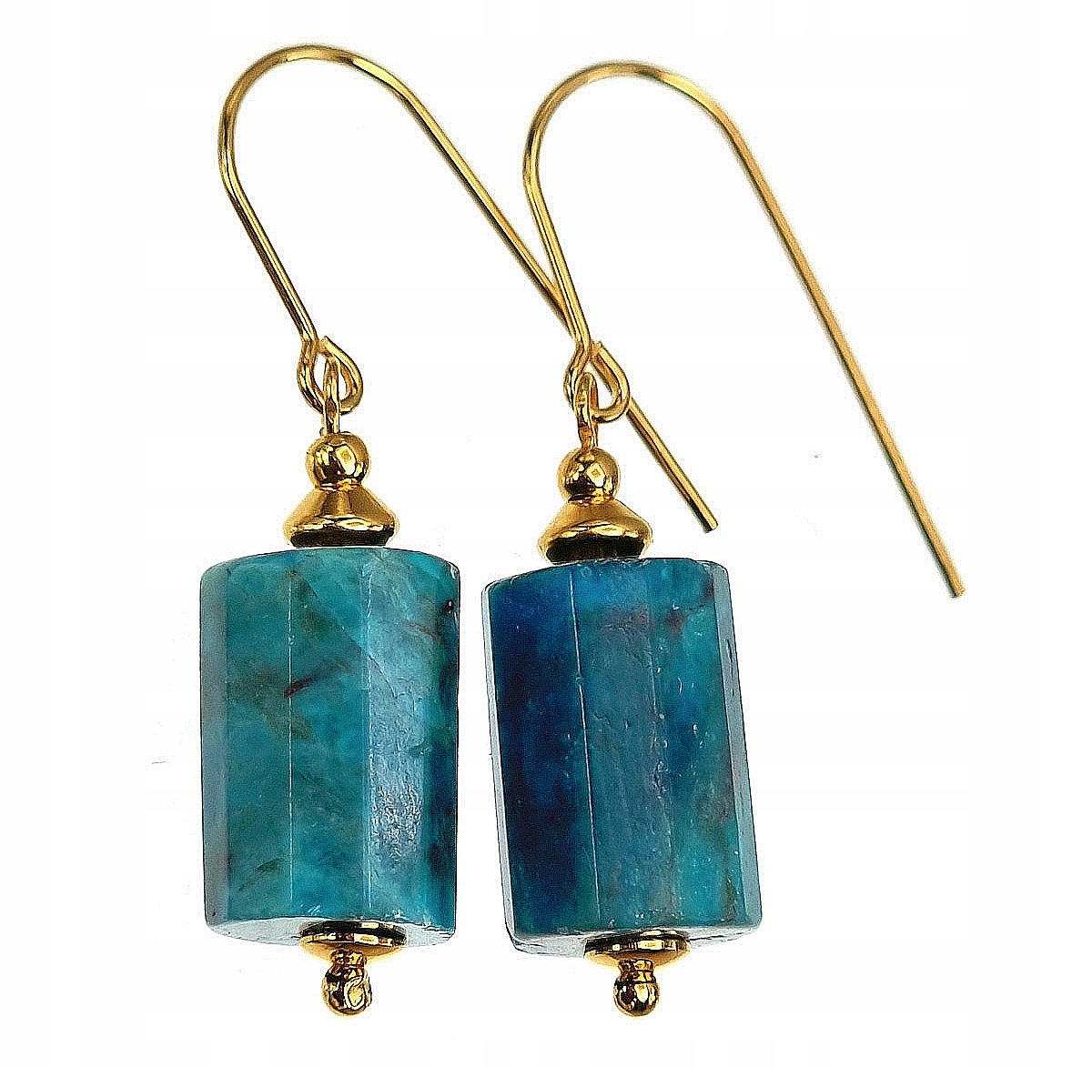 Náušnice z přírodního apatitu, zlato Stříbro