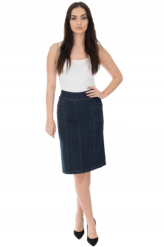 SPÓDNICA JEANS MIDI (38-52) KOLORY r.38 Fason prosta