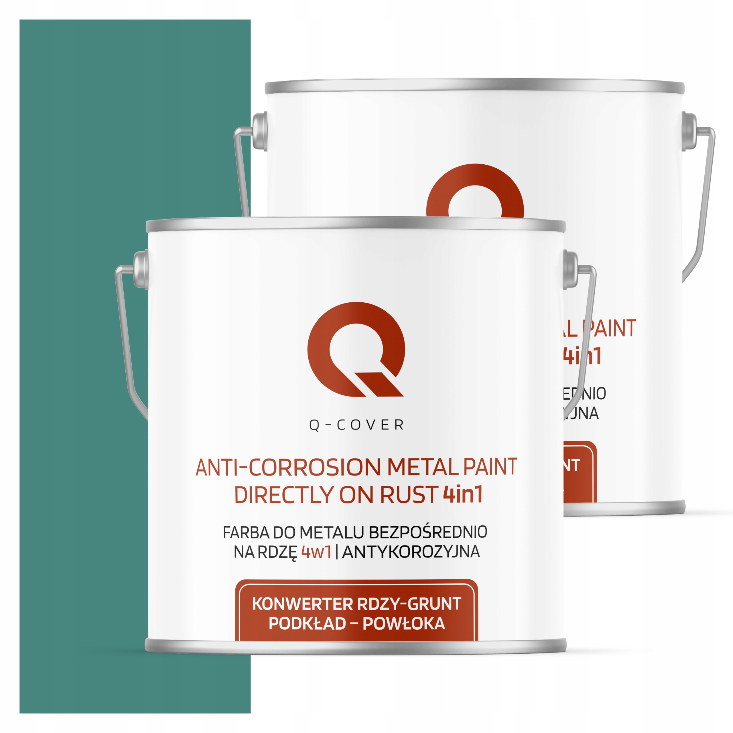 Farba Priamo na hrdzu Metal Aluminium Oceľ 5L 4v1 Polomatná Tyrkysová Mätová