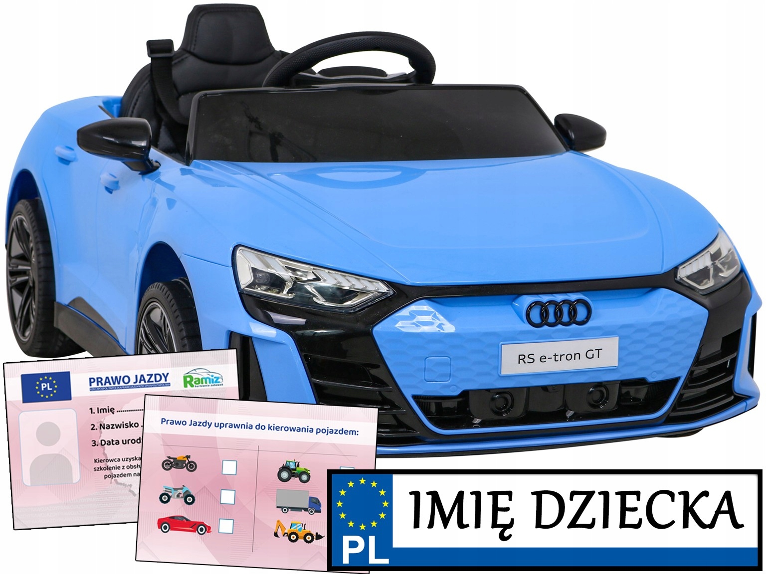 Auto Dla Dzieci na akumulator Audi Rs E-tron Gt Prawo Jazdy tablica imienna