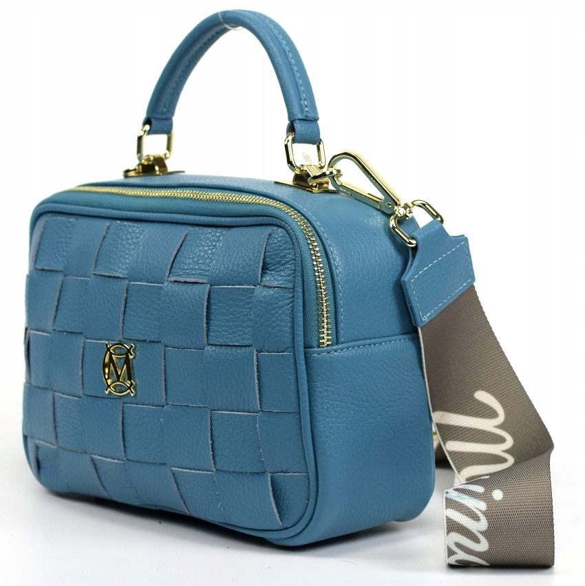 TOREBKA MASSIMO CONTTI SKÓRA PLECIONA TURKUS 888D Odcień turkusowy