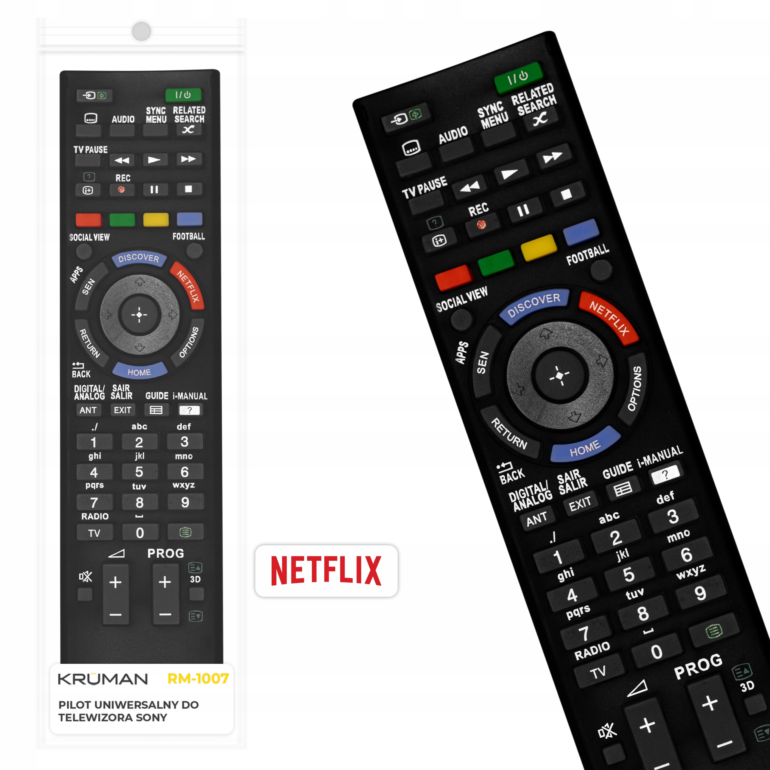 PILOT UNIWERSALNY SONY SMART TV NETFLIX 3D LED LCD RM-ED047 RM-ED052