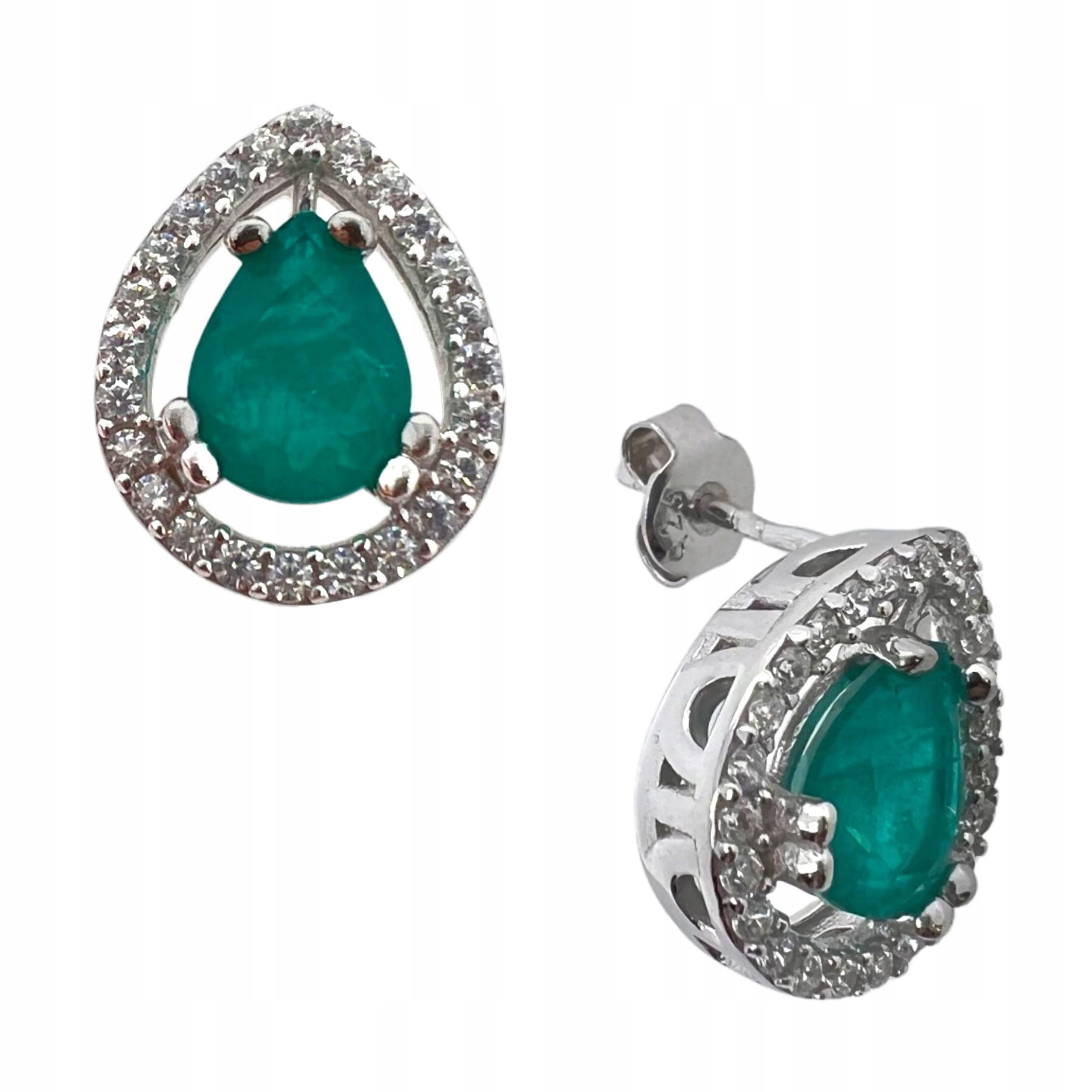 Dámské Stříbrné Náušnice Slzy Zelené Turmalín Paraiba Tyčinky Ryzost 925