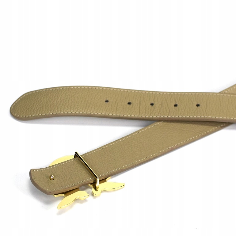 PASEK DAMSKI JASKÓŁKI SKÓRA NAT. BEŻOWY 105 CM Długość bez klamry 105 cm