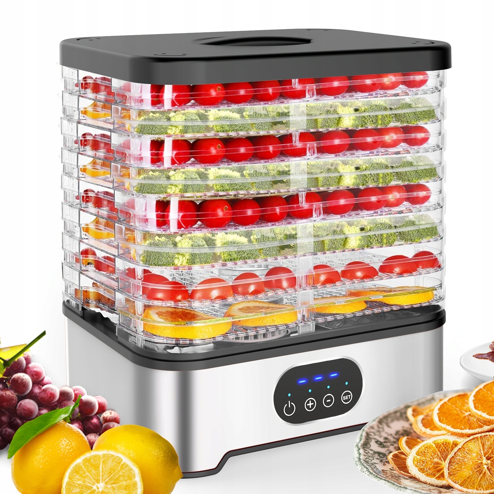 Sušička na houby Zeleniny Ovoce Bylinky Velká 8 Sit 400W Časovač