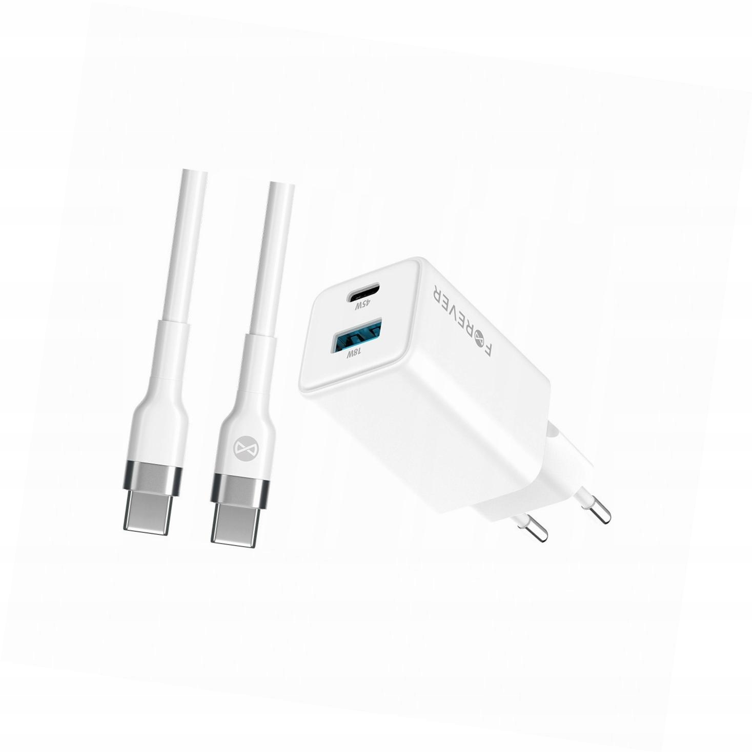 Szybka ładowarka GaN 45W 2 wejścia Usb i Usb-c z kablem do Samsung A72