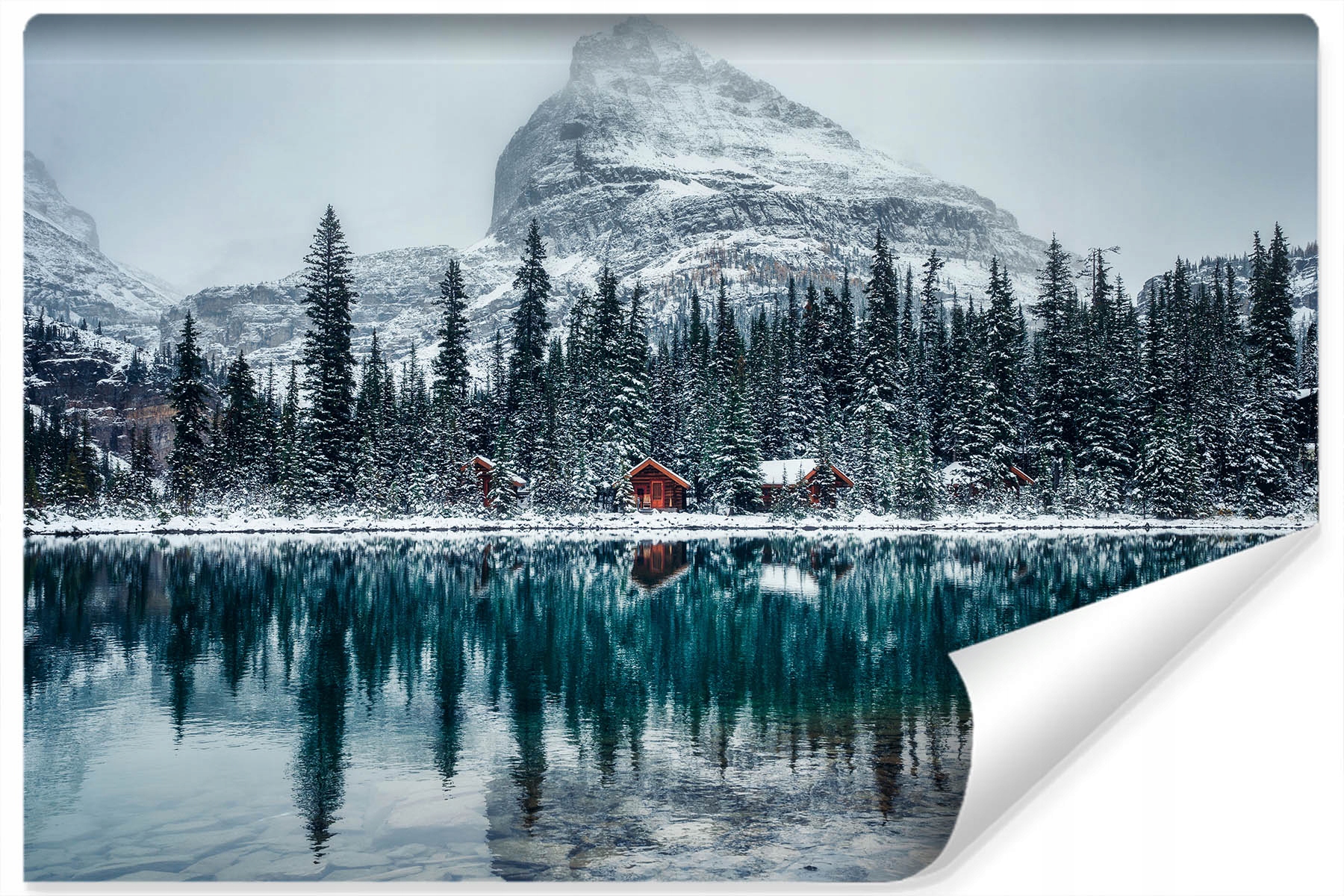 Fototapeta Jezero Stromy Hory Krajina 3D 270x180