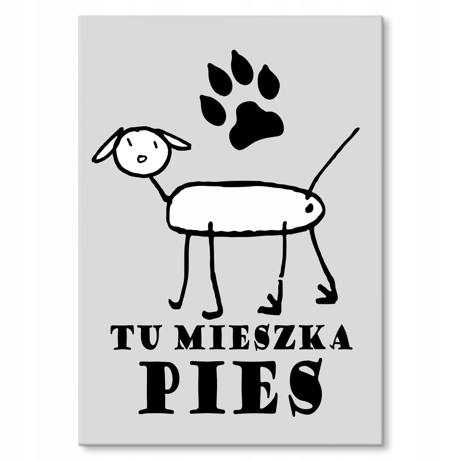 Velký plech plakát dárek nápis do domu bytu obraz Zde bydlí pes