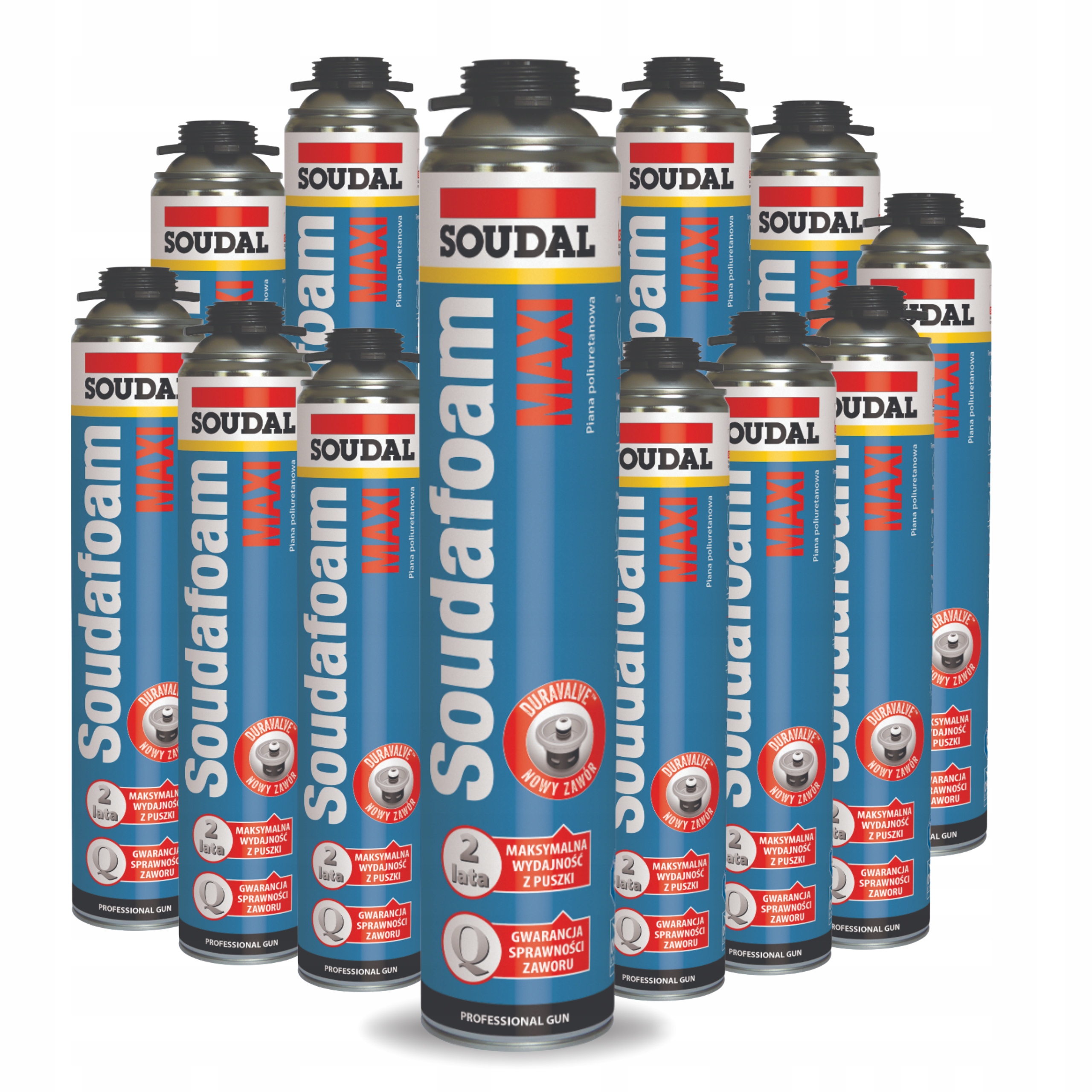 12x Pistoletová Montážní Pěna Soudafoam Maxi Soudal 870 ml Supervýkonná