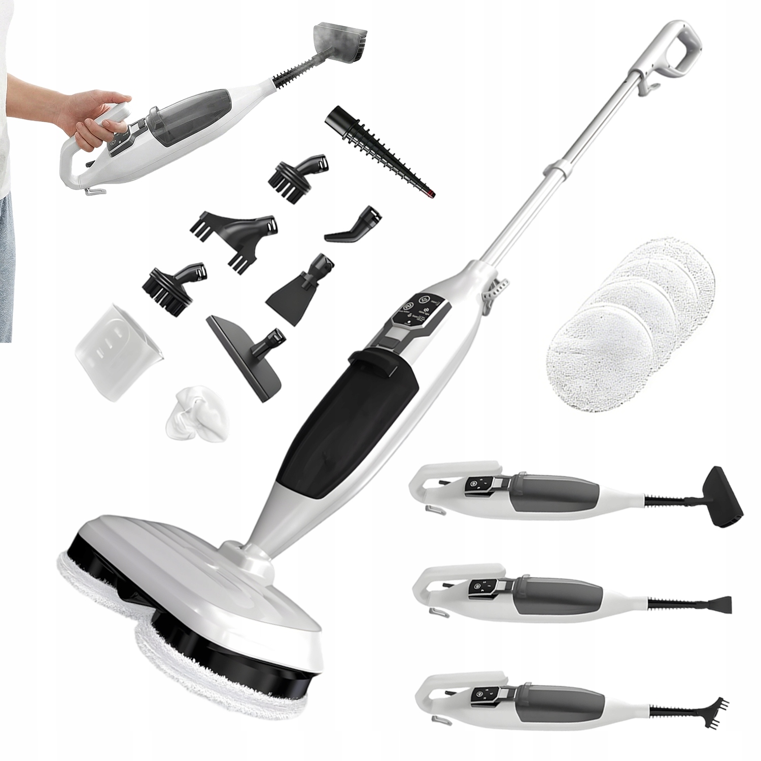 Parowy Mop Szorujący 1300W Zbiornik 550ML 30SEK Nagrzewania Parkiet Płytki