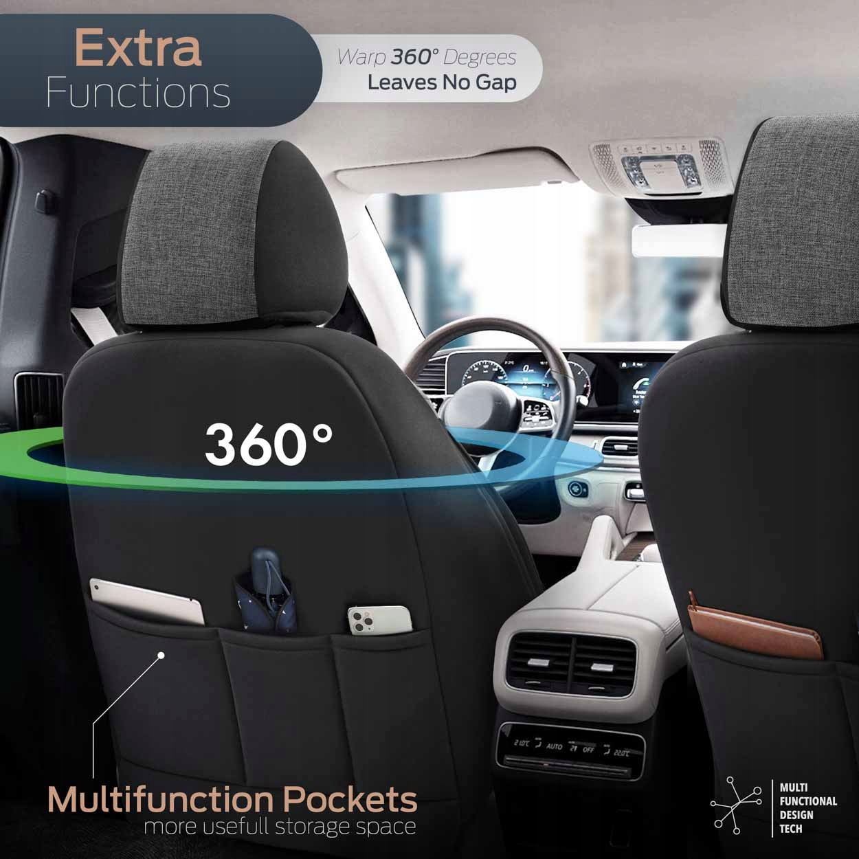 Komplet pokrowców na fotele samochodowe OTOM SWAN 501 BLACK 3-ZIP Model OT86751