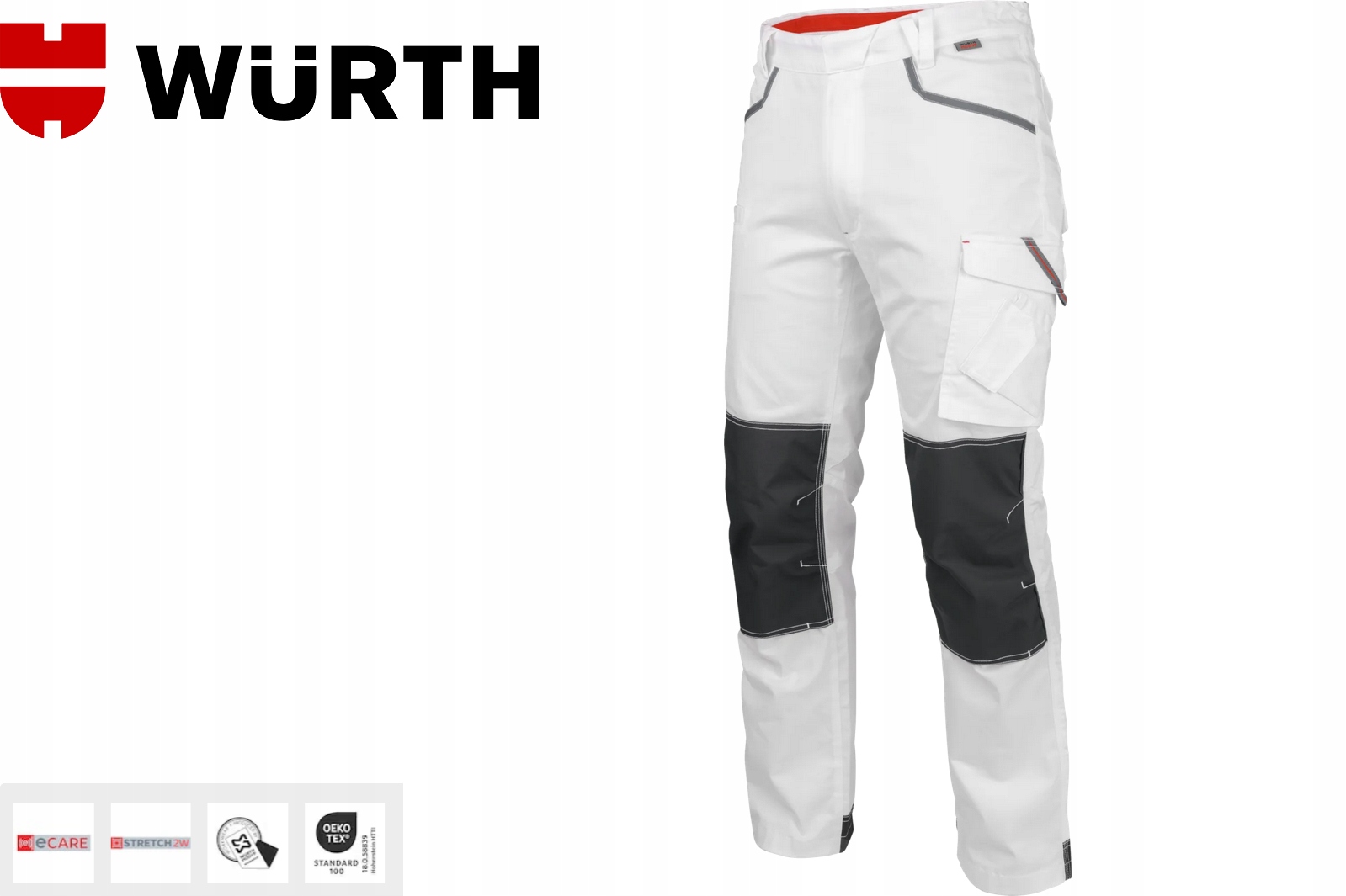 Elastyczne Spodnie Robocze Wurth Modyf Stretch X Białe E-care R.48