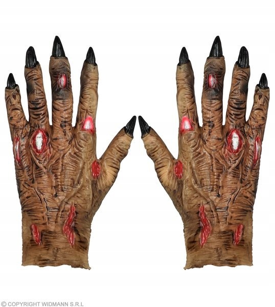 RĘKAWICZKI LATEKSOWE ZOMBIE Z RANAMI SZPONY Kolor dominujący beże i brązy