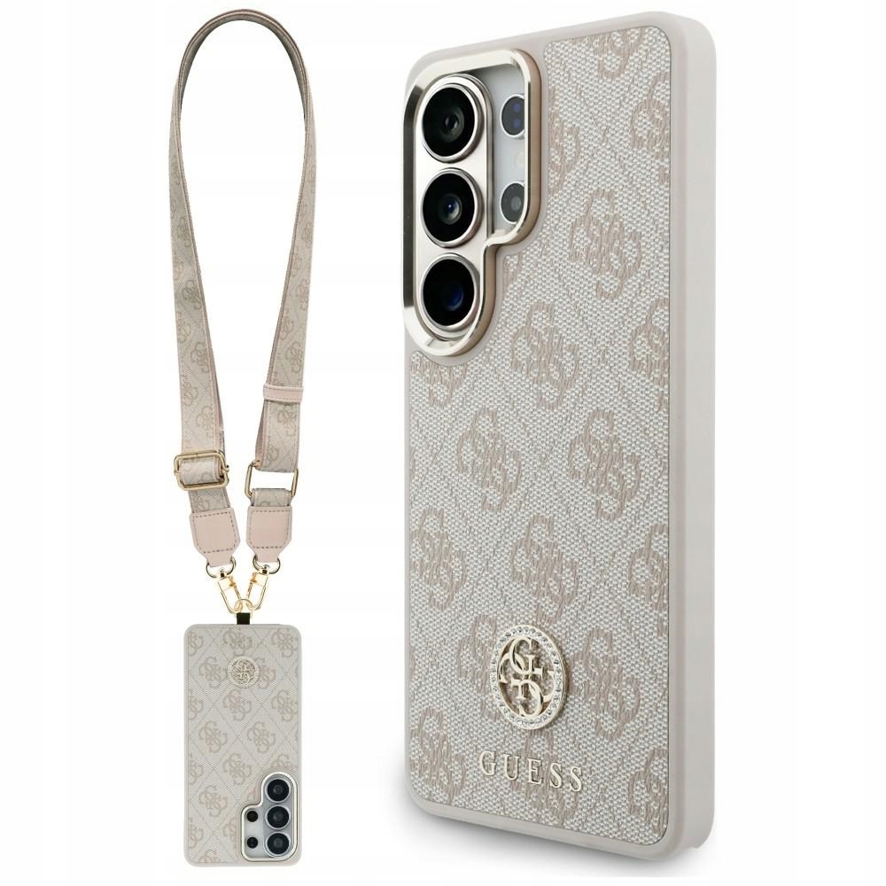 Originální pouzdro a šňůrka Guess MagSafe Galaxy S26 Ultra růžové obal