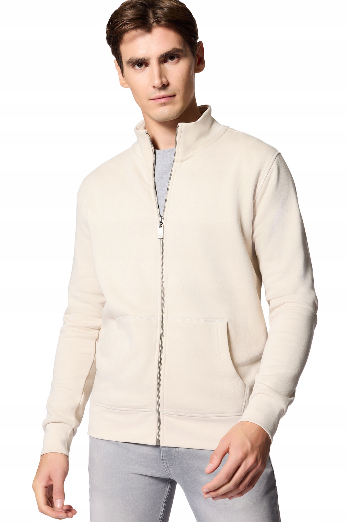 Bluza Męska Bawełniana Jasnobeżowa Rozpinana Bez Kaptura Próchnik PM14 2XL