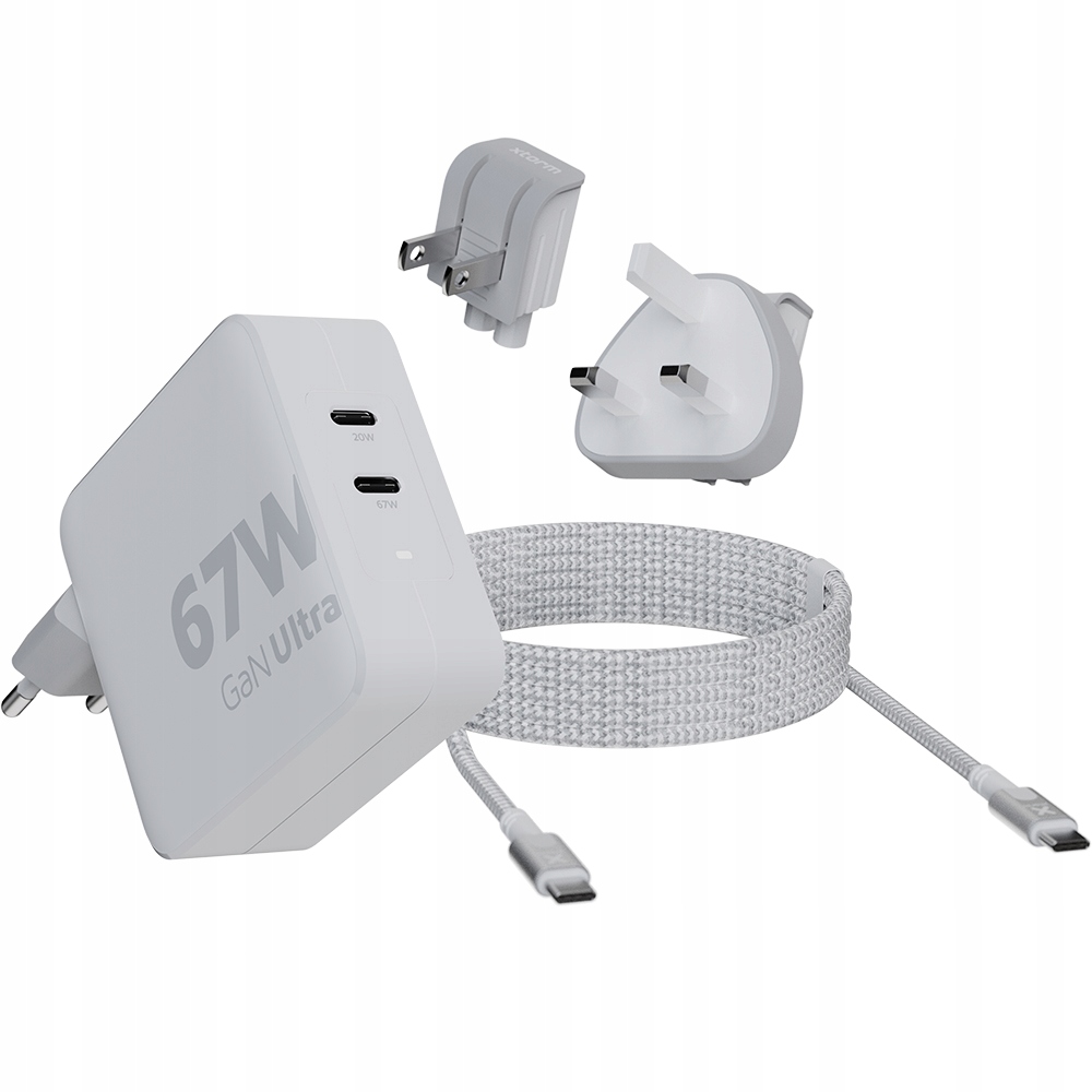 Nabíjačka Xtorm s vymeniteľnými adaptérmi Eu Uk Us 67W Usb-c kábel