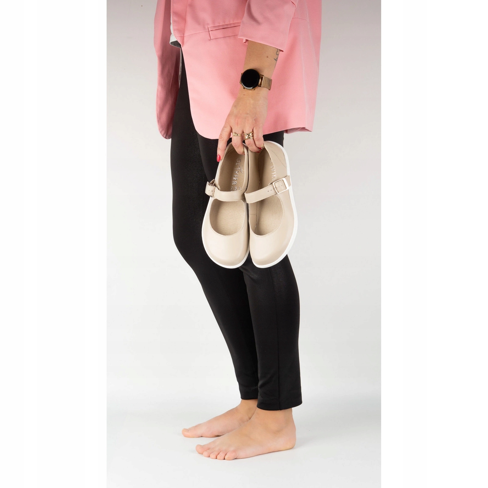 Buty barefoot baleriny damskie Olivier 1770 z klamerką skóra 38