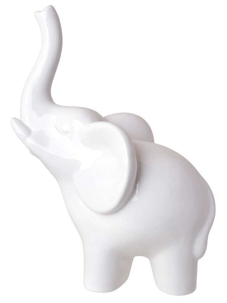 Figurka ceramiczna słoń biały duży