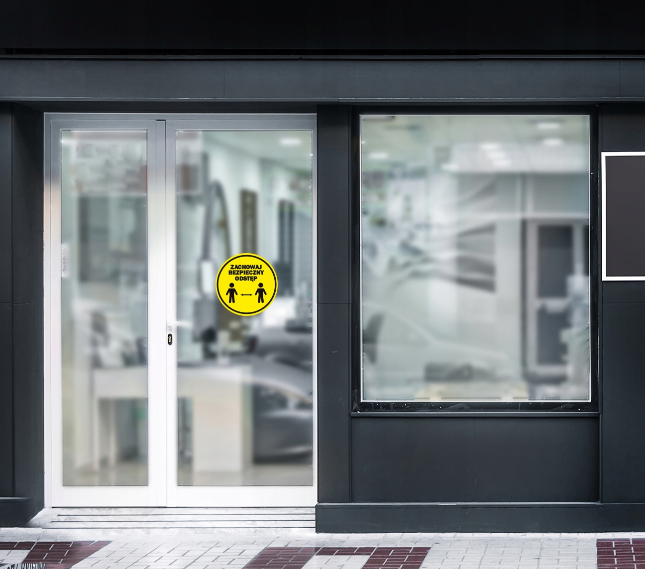 NAKLEJKA NA SZYBĘ 20 cm ZACHOWAJ BEZPIECZNY ODSTĘP Kod producenta alejestudio_bhp