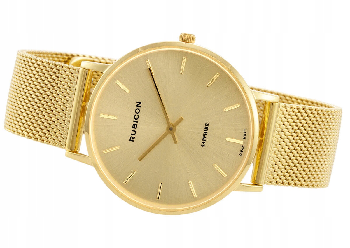 Elegantní Dámské Bižuterní Hodinky Rubicon RNBD76, Zlatý Mesh Saphire