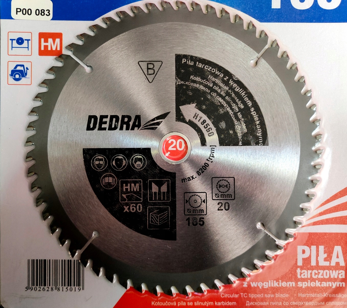 

Piła Tarczowa Do Drewna 185x20 60z Dedra tarcza Hm