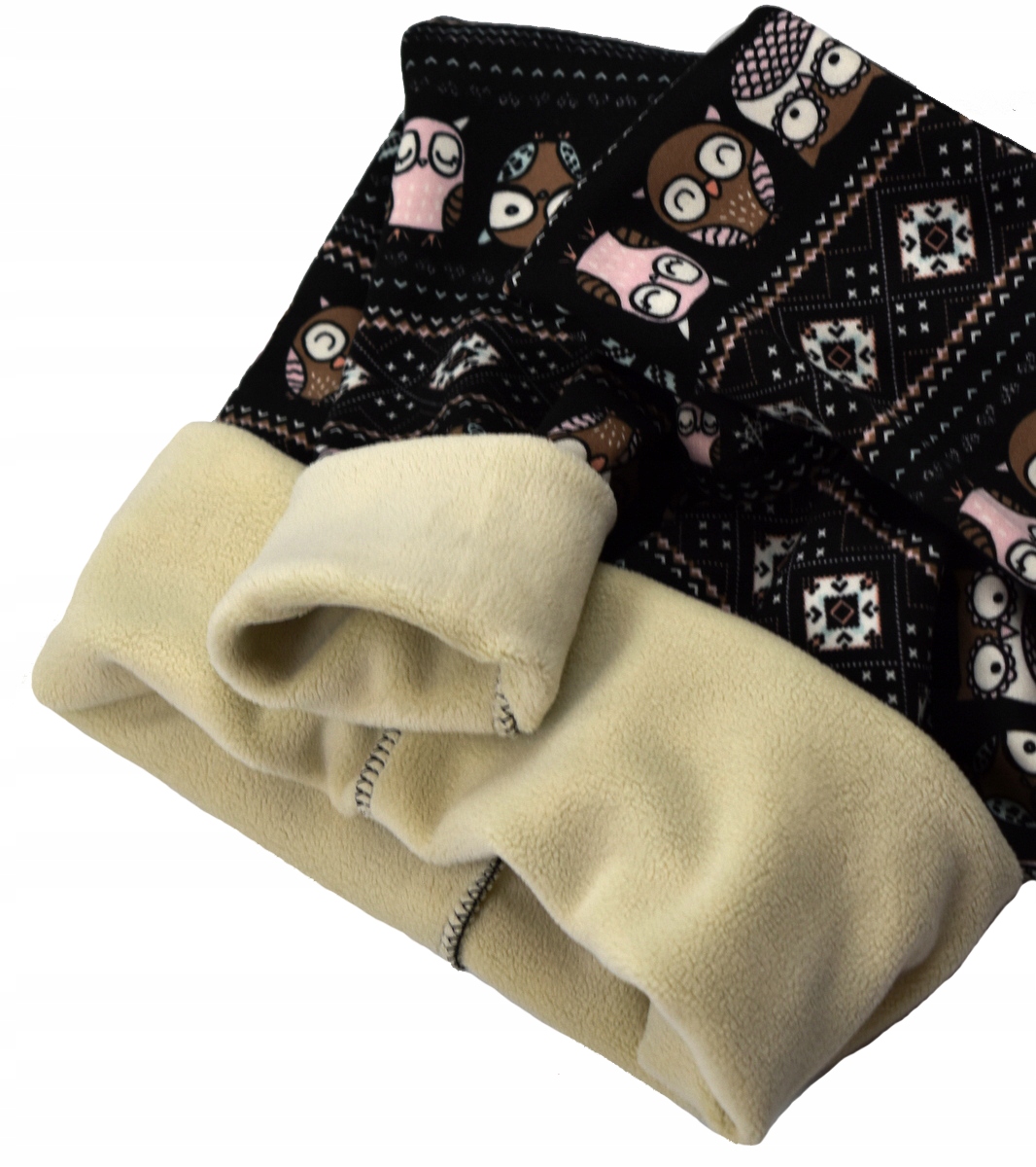 MIEGO Czarne Legginsy Ocieplane Polarem THERMO Sowy - 158/164 Kod producenta S71031121