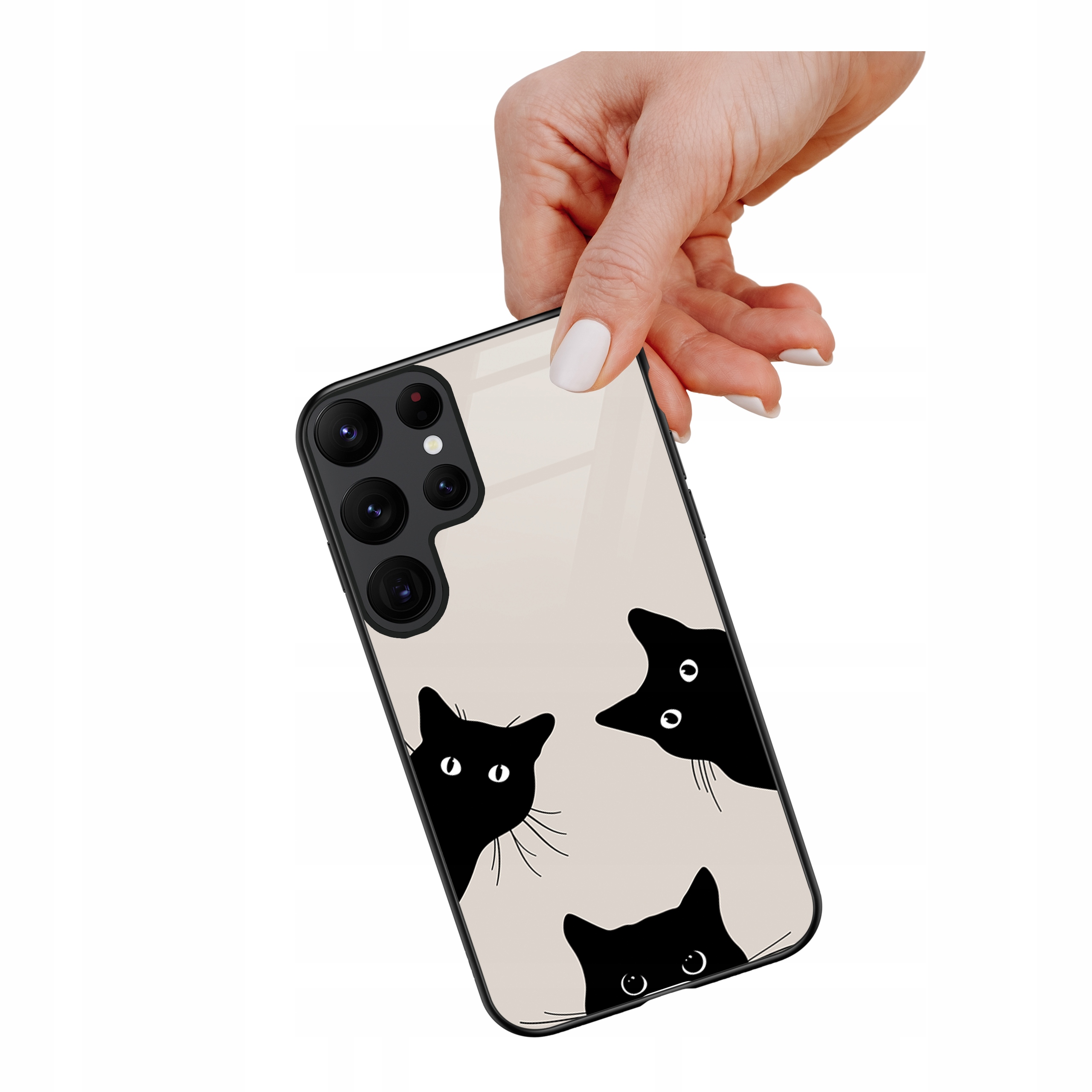 Etui szklane ceramiczne do Samsung Galaxy S23 Ultra Czarne koty
