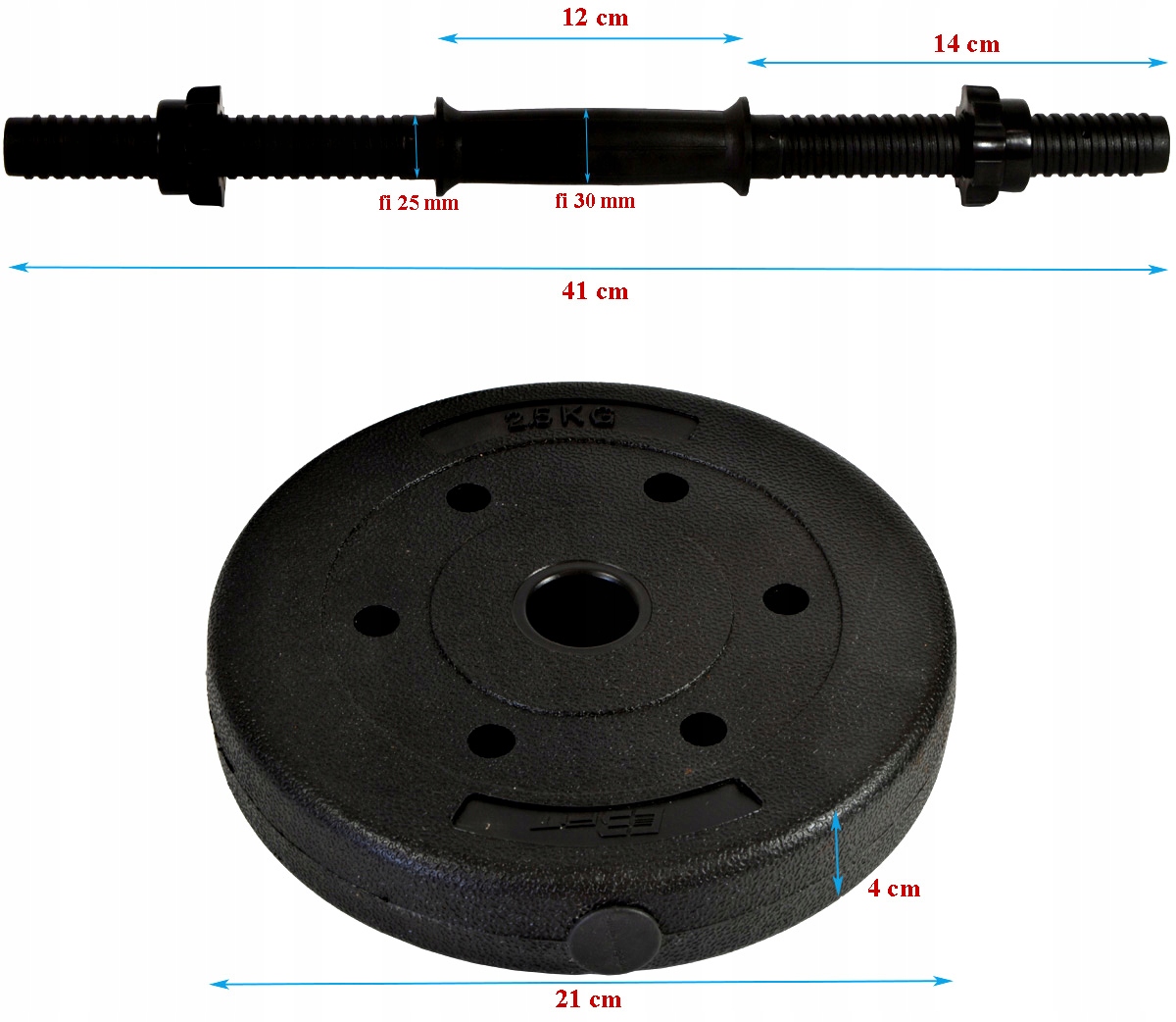 HANTEL CIEŻAREK DO ĆWICZEŃ FITNESS 10KG MOCNY Materiał wewnętrzny cement