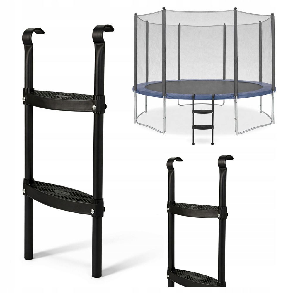 2x Uniwersalna Drabinka Do Trampoliny Ogrodowej 3 Stopnie Stalowa 86 CM