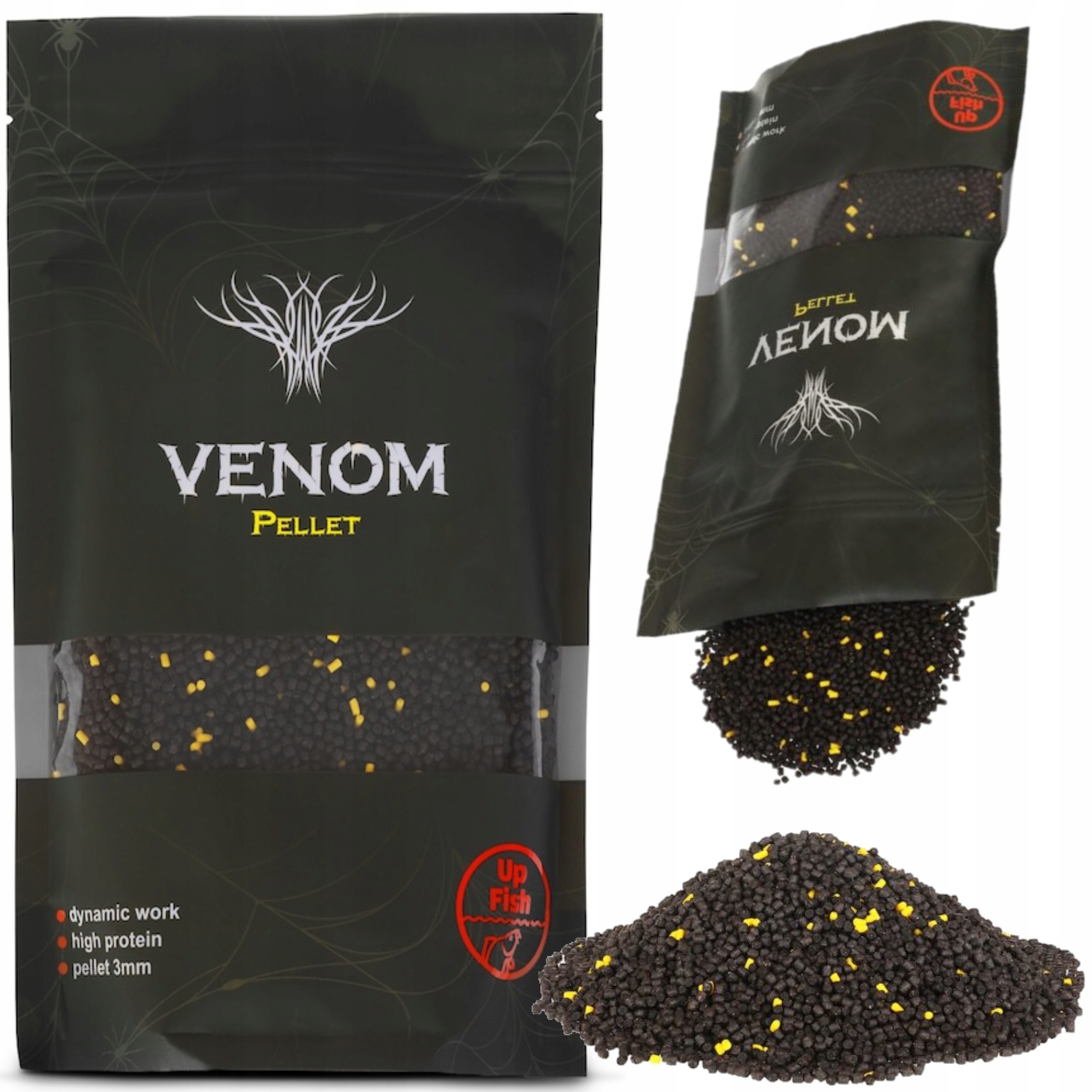 Pellet wędkarski Venom 3mm Up Fish czarny 45% białka method feeder killer