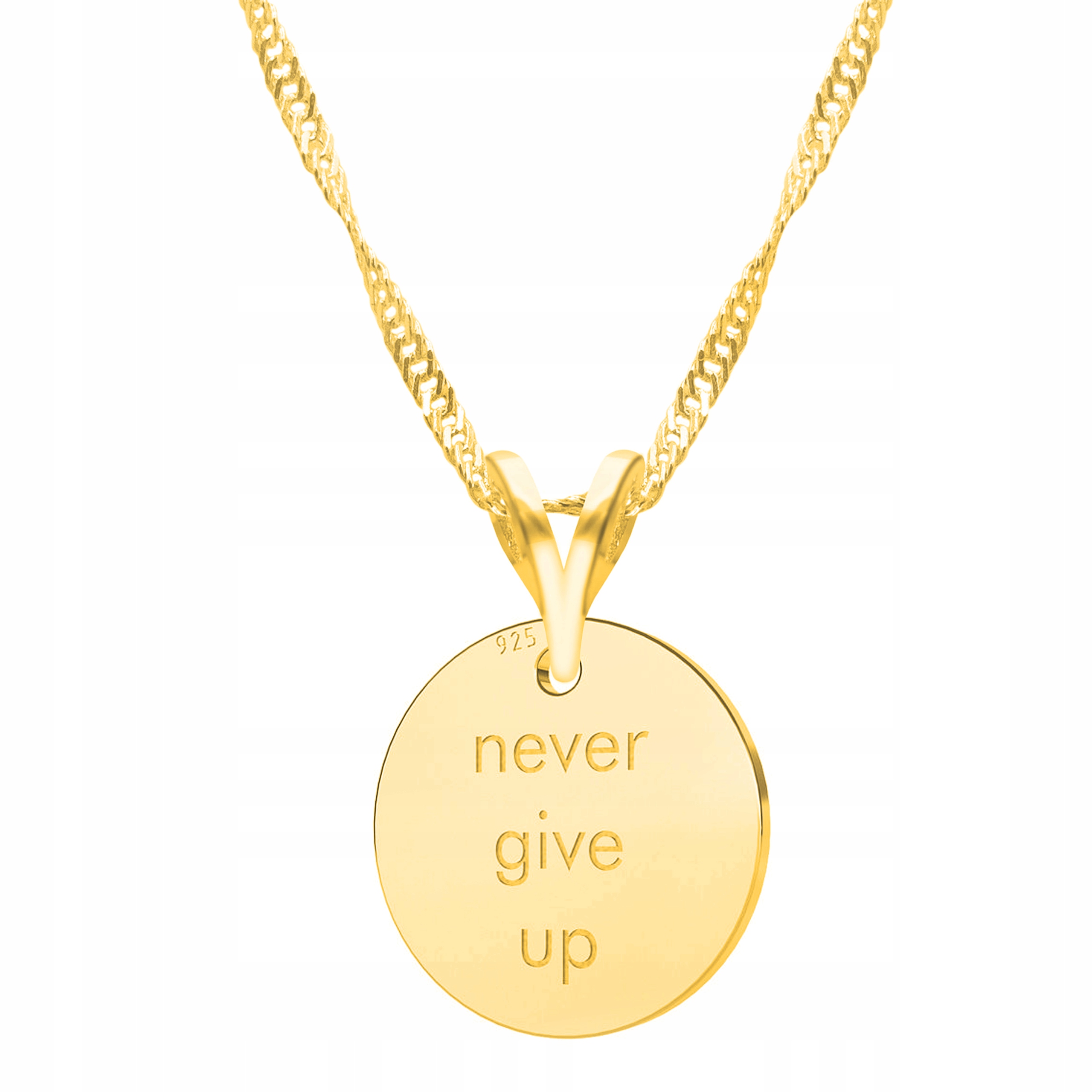 

Łańcuszek złoty naszyjnik 925 Never Give Up