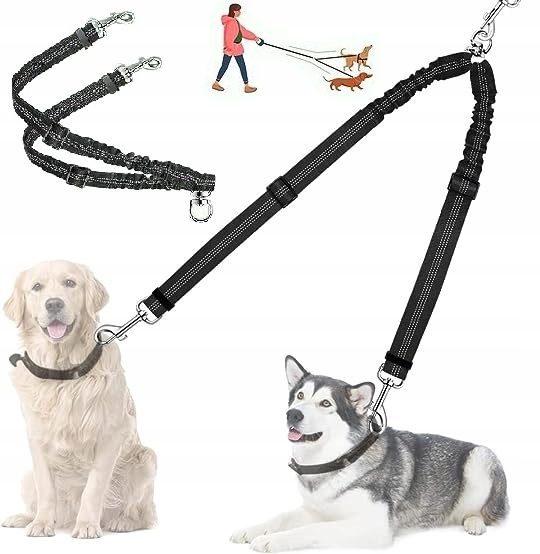 Levně Dvojitá Vodítko 2V1 Pro Dva Psy Pes Procházka 360°