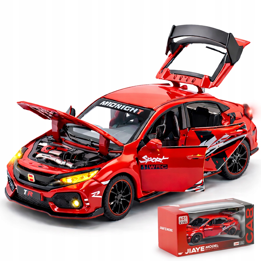 CIVIC TYPE-R 1:32 Model Auto Sportowa Światła Dźwięk Otwierane Elementy