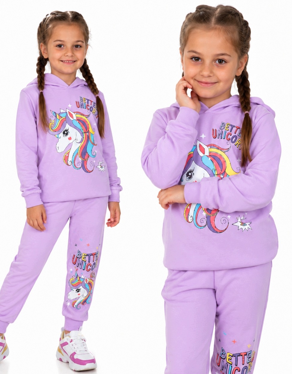 Dres sportowy 104 bluza spodnie Komplet dla dziewczynki Unicorn Jednorożec