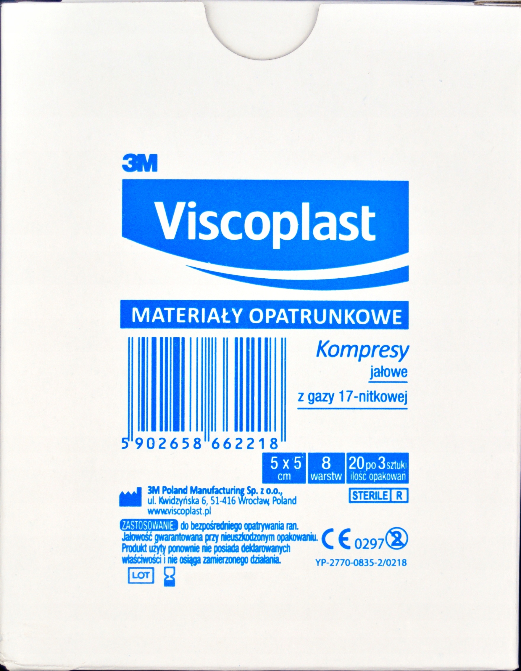 

20 Szt Viscoplast Jałowe kompresy gazowe 5 x 5 cm
