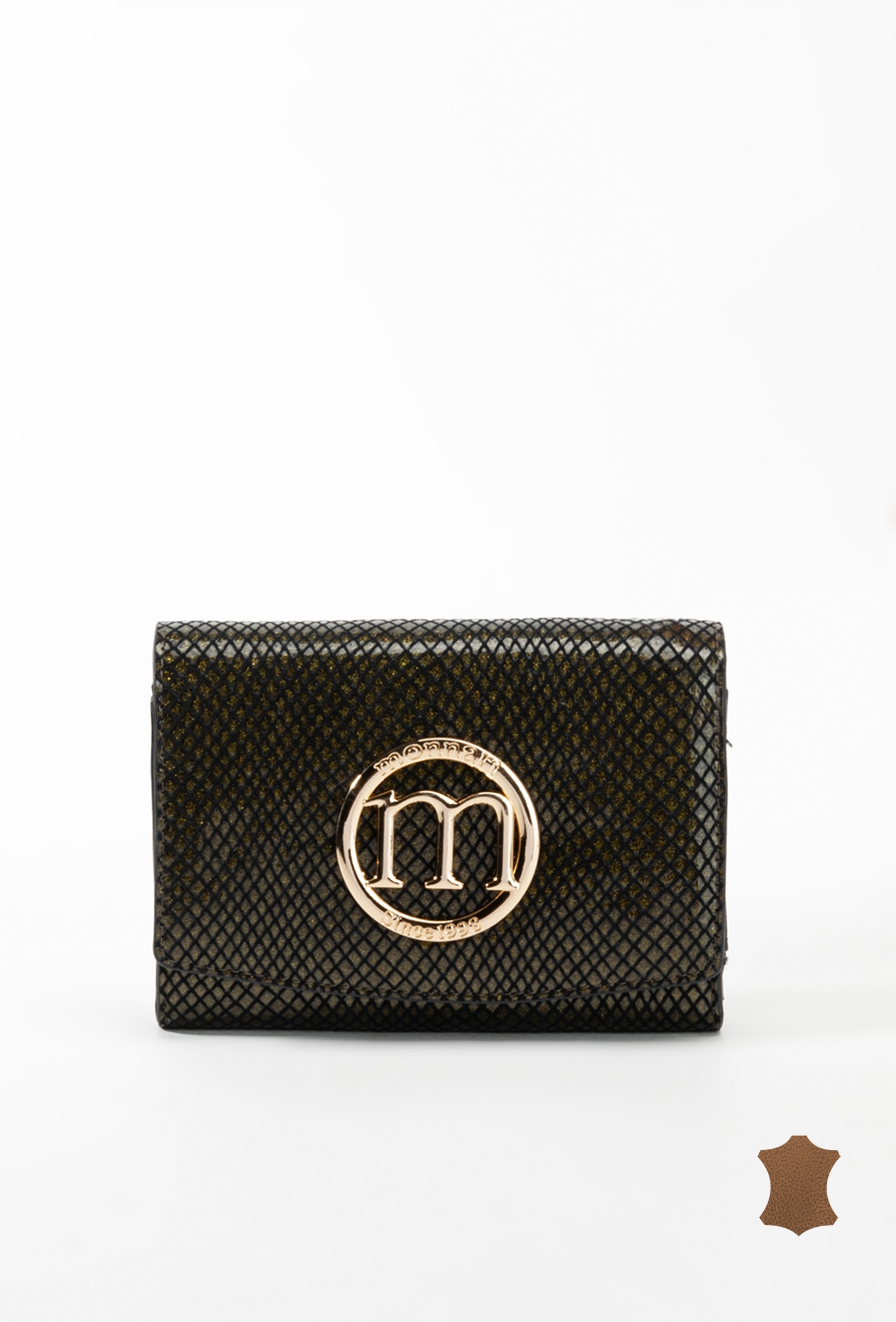Monnari Skórzany portfel damski ze wzorem