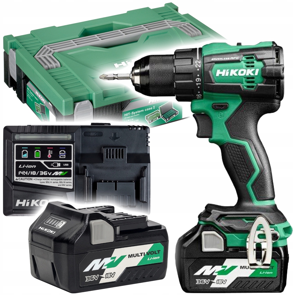 Wiertarko-wkrętarka Hikoki DS18DE Wrz 70Nm 2x5,0Ah Multivolt Bezszczotkowa