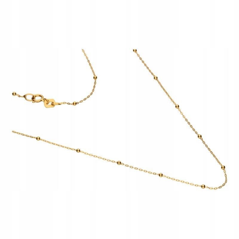 Zlatý Řetízek Pro Dívku 585 ankr s kuličkami na Svaté Přijímání r45