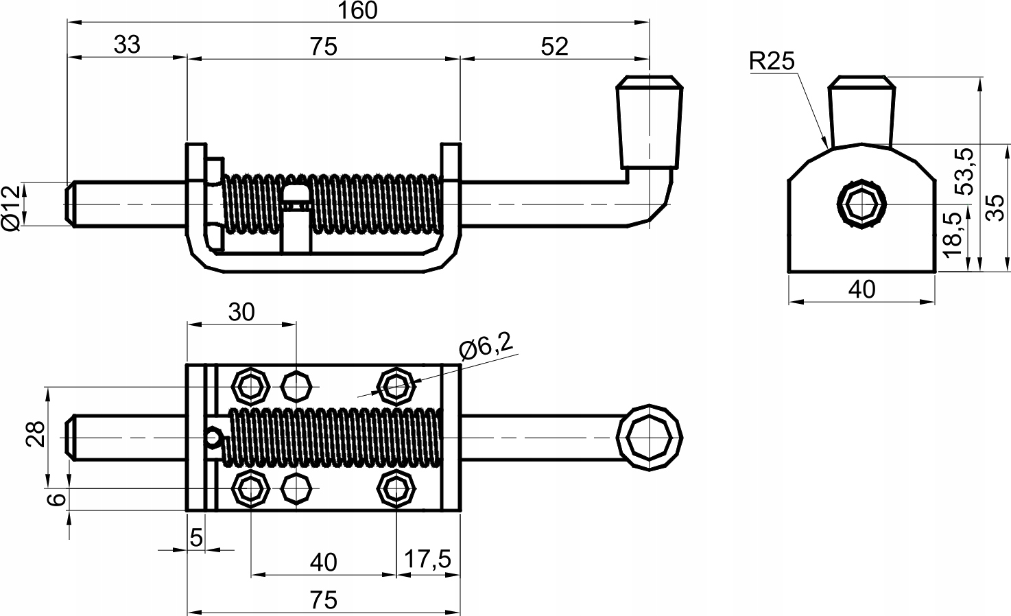 RYGIEL ZAMKNIĘCIE ZASUWA BURTY OCYNK ZE SPRĘŻYNĄ Marka inna