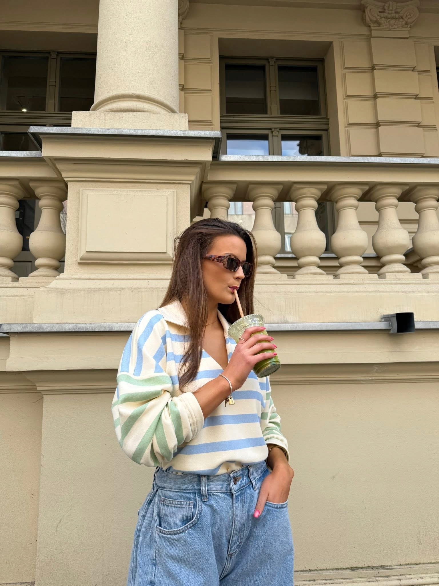 Purpura bluza w paski niebiesko-zielone