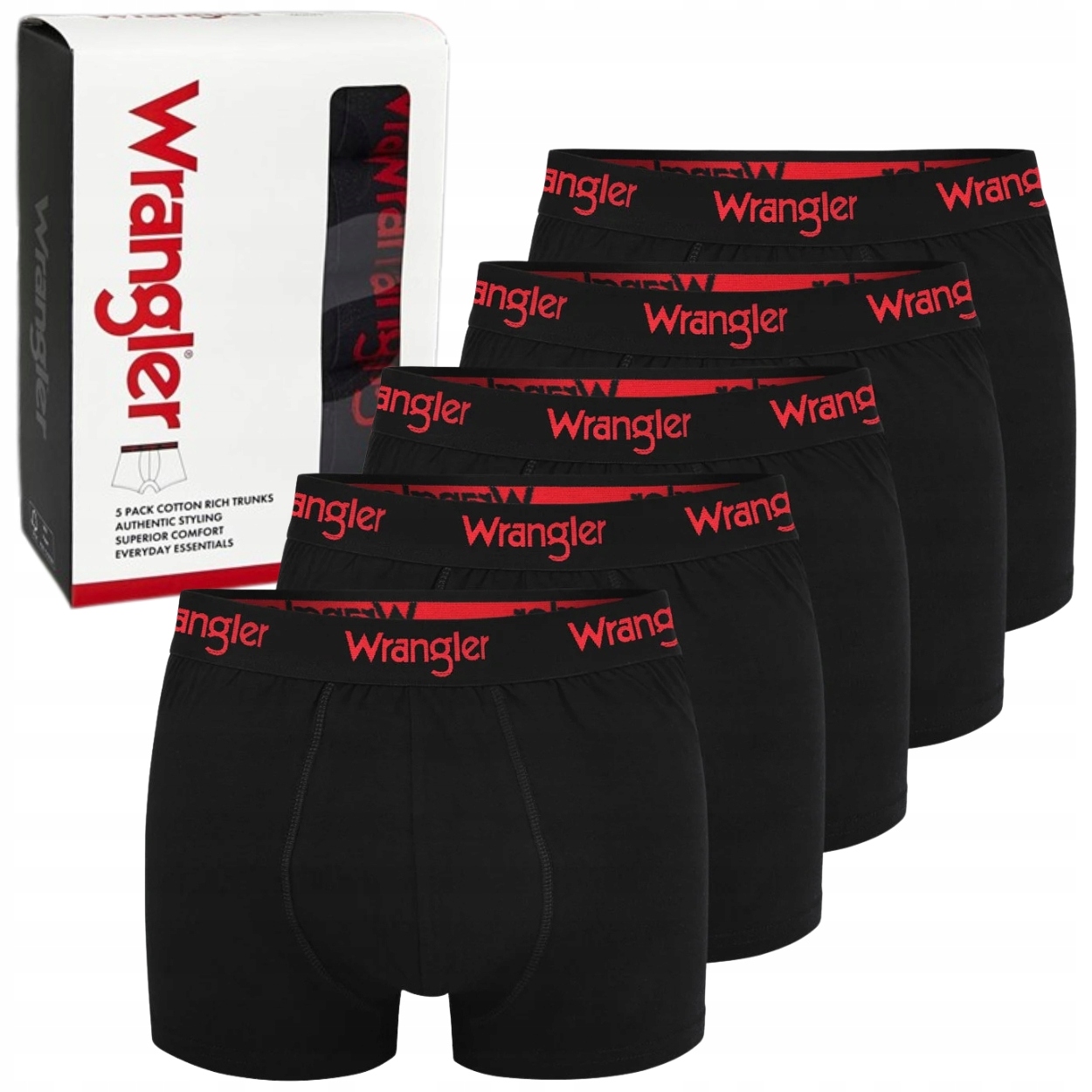 Wrangler Willox elastické měkké černé pánské boxerky slipy 5 kusů XL