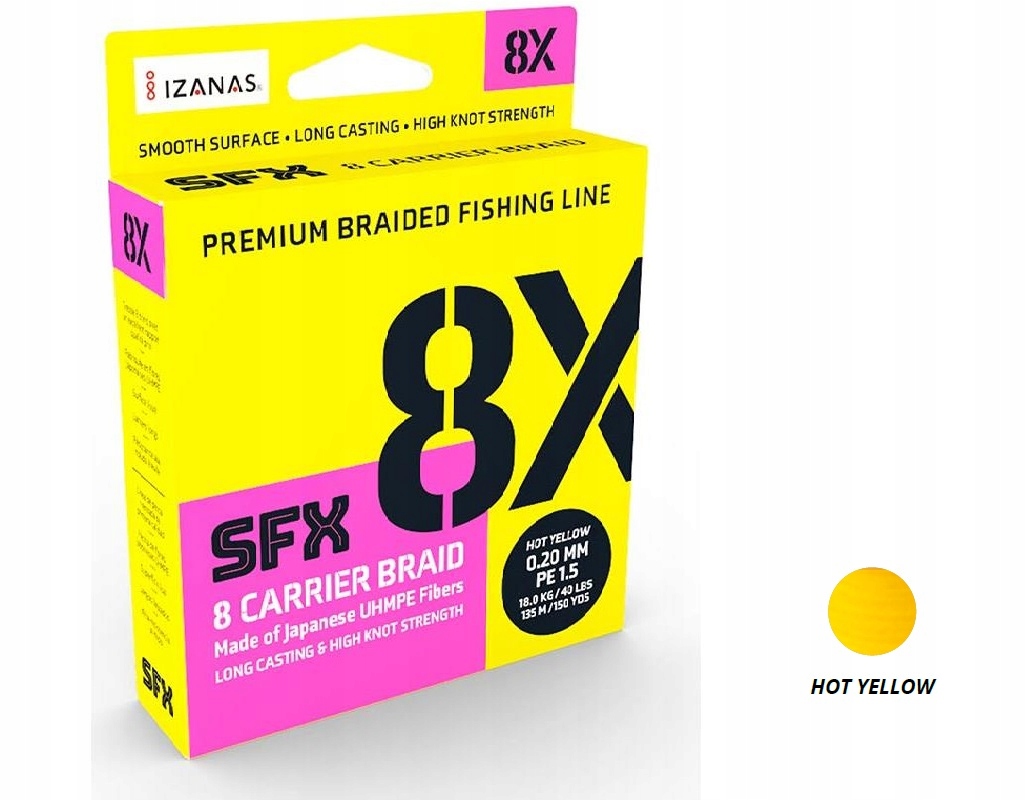 Sufix Sfx 8 Braid 0,405mm 46kg 270m Hot Yellow