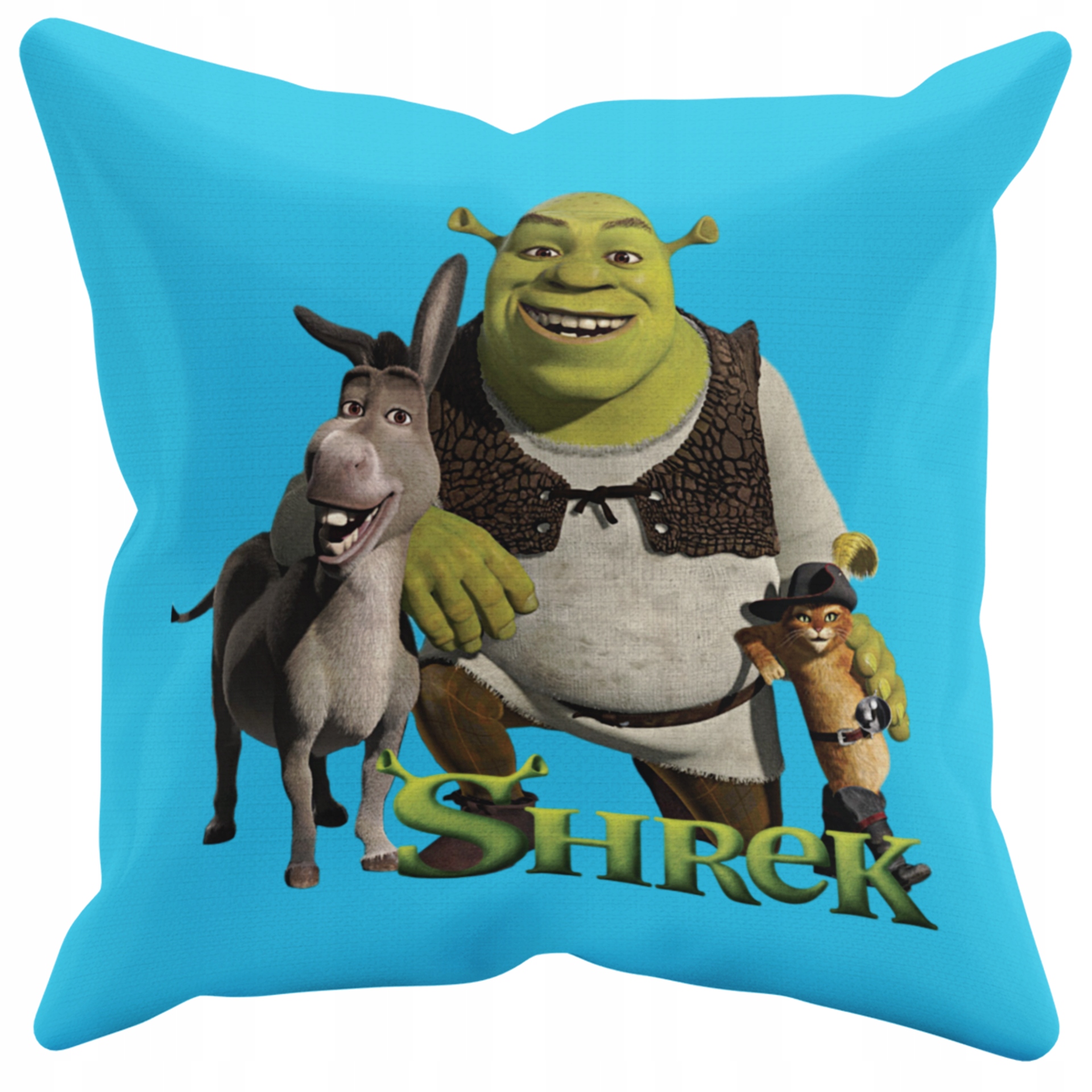 POSZEWKA NA PODUSZKĘ JAŚKA DO PRZEDSZKOLA SHREEK + IMIĘ GRATIS Kolor dominujący odcienie niebieskiego