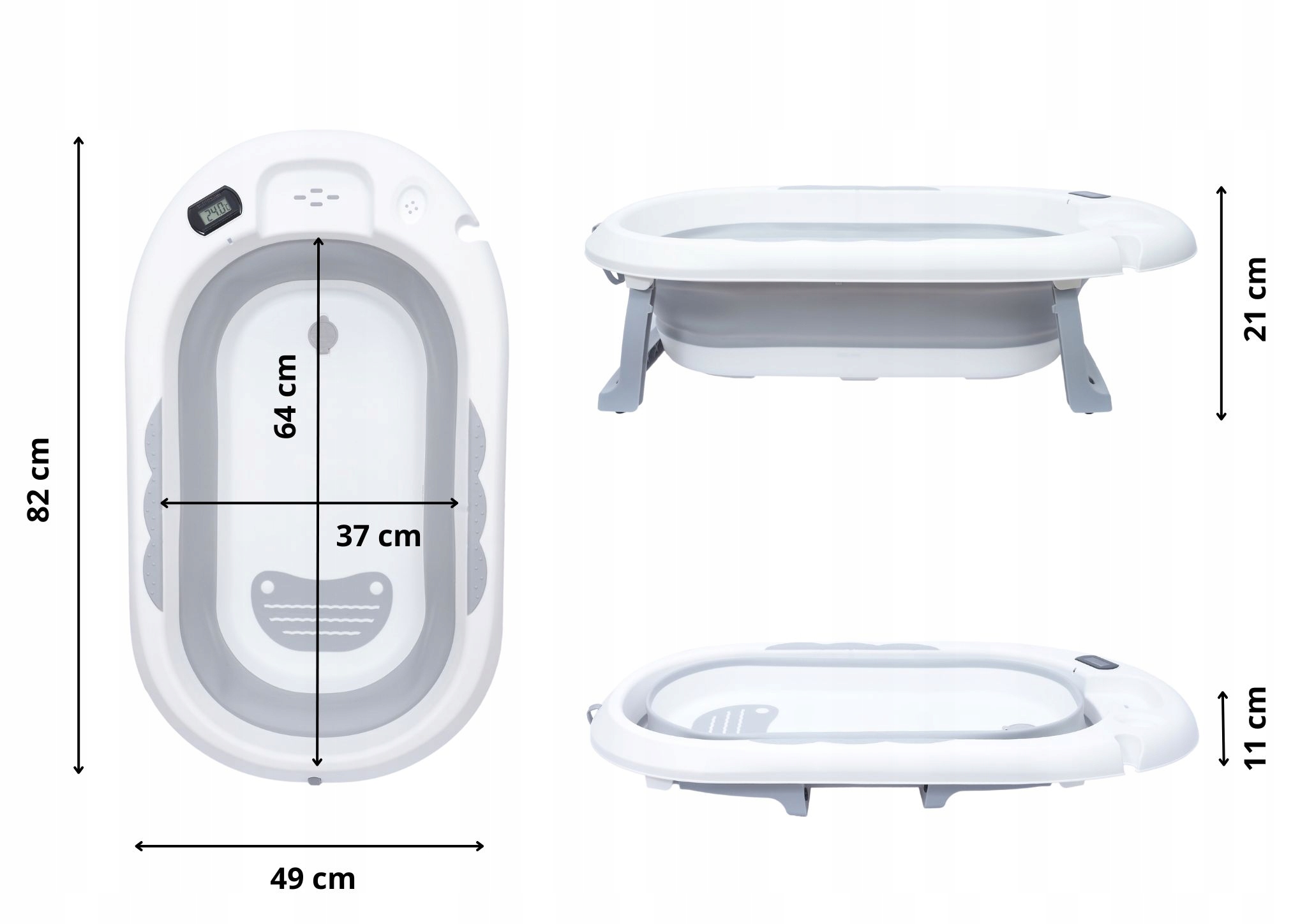 WANIENKA DLA DZIECKA SKŁADANA TERMOMETR LCD PODUSZKA Wysokość produktu 82 cm