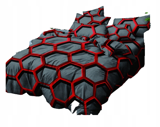 

Pościel 3D 200x220 Czerwone Plastry Miodu Hexagon