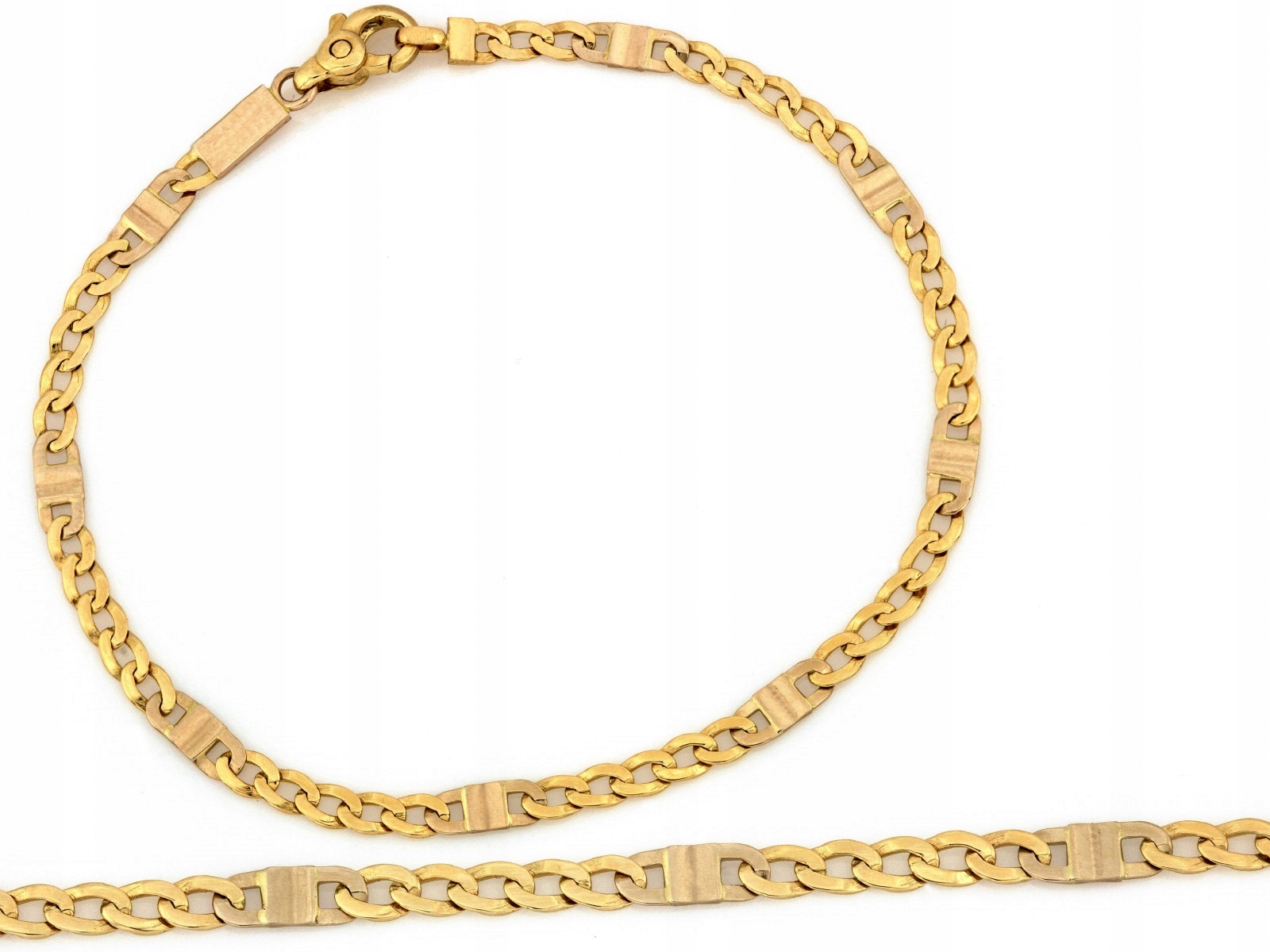 Náramek zlatý 585 řetízkový 3.5 mm Pancerka r19 lesklý 3.68 g