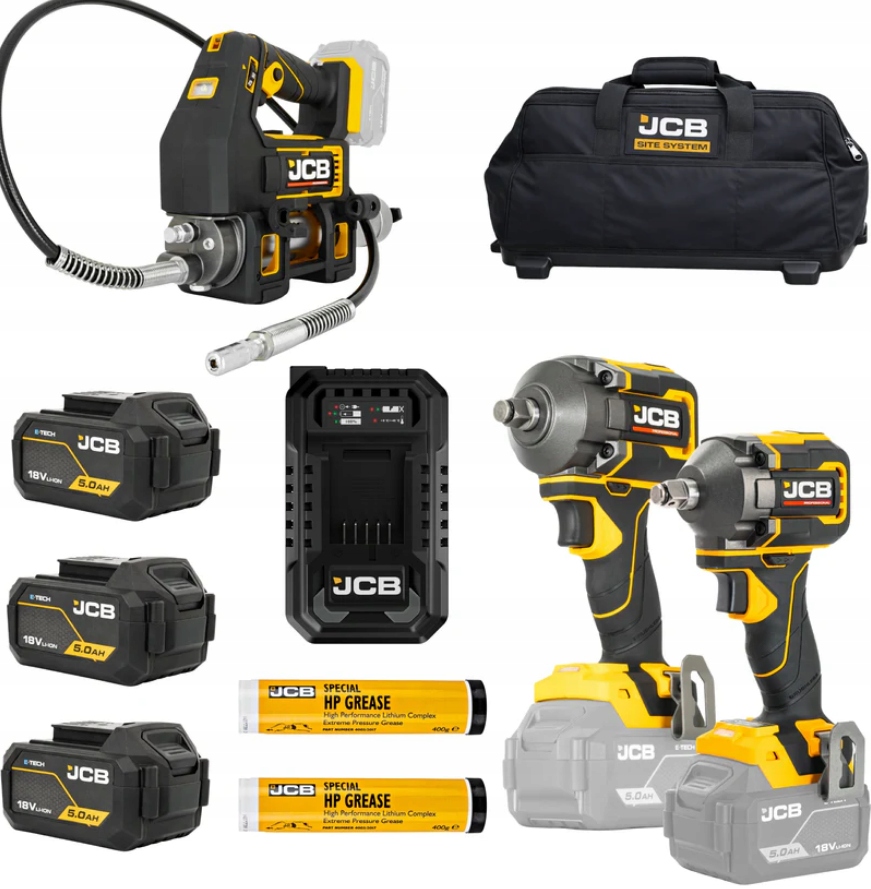 Sada Rázový Utahovák 350 Nm A 620 Nm Mazací Stroj 700 Bar 2 X Mazivo 3 Baterie Taška